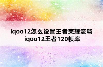 iqoo12怎么设置王者荣耀流畅 iqoo12王者120帧率